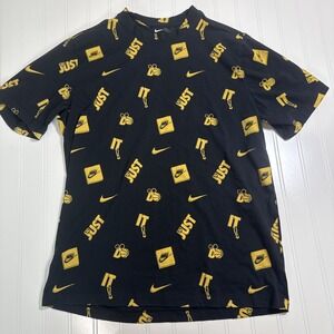 Nike Men's T-Shirt Just Do It Swoosh Black Gold Graphic Basketball Chains Medium